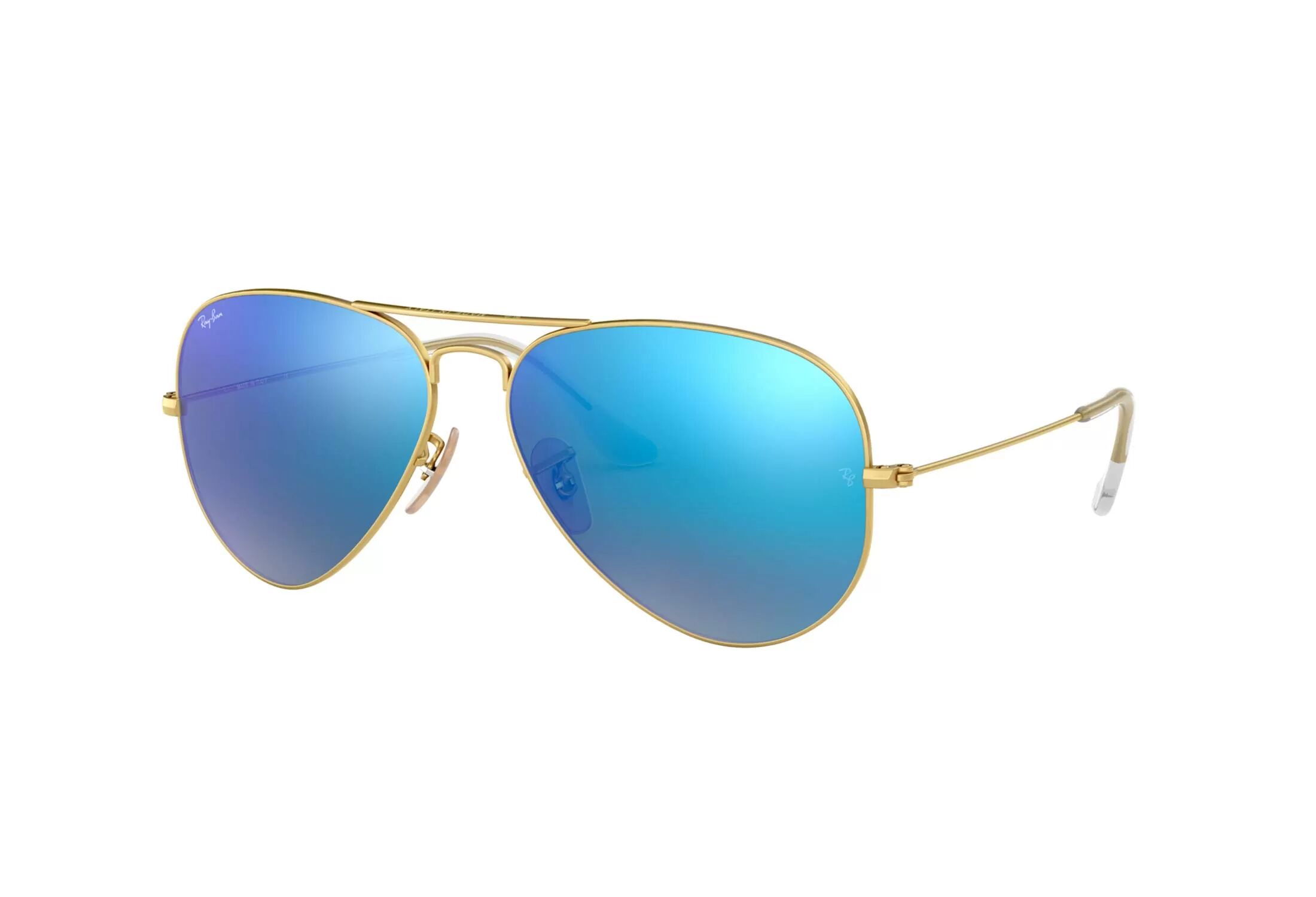 Ray-Ban Aviator Large Metal, Cry.Green Mirror Multil.Blue - Solbriller - Matte Gold - Unisex