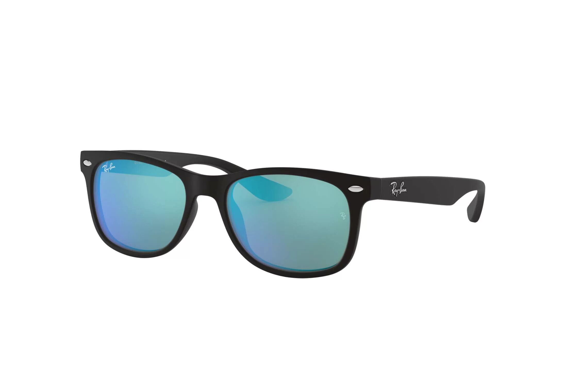 Ray-Ban Junior New Wayfarer, Blue Mirror - Solbriller For Barn - Matt Svart