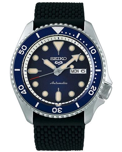 Seiko 5 Sports Mens 43mm 100m Automatic Rubber/Blue Dial