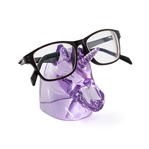 Balvi glasögonhållare enhörning lila färg formad som ett enhörningshuvud polyresin