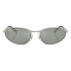 Ray-Ban Oval Sunglasses, 59mm  - Silver/Gray Mirrored Solid