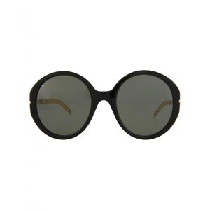 Gucci Round Frame Acetate Sunglasses black gold grey