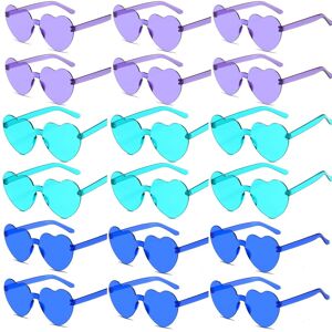 Temu 18pcs Heart Shaped Rimless Sunglasses Cute Candy Color One-piece Decorative Glasses Props Party Trendy Eyewear Green