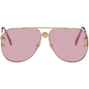 Versace Gold & Pink Medusa Biggie Pilot Sunglasses  - 1002A4 Gold - Size: UNI - female