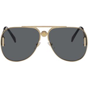 Versace Gold Medusa Pilot Biggie Sunglasses  - 100287 GOLD - Size: UNI - male