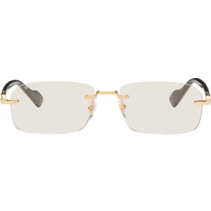 Gucci Gold & Black Rimless Sunglasses  - GOLD-BLACK-YELLOW - Size: UNI - male