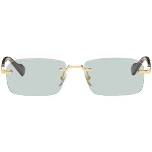 Gucci Gold & Burgundy Rimless Sunglasses  - GOLD-BURGUNDY-GREEN - Size: UNI - male