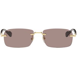 Gucci Gold & Tortoiseshell Rimless Sunglasses  - GOLD-HAVANA-BROWN - Size: UNI - male