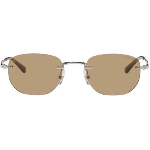 Montblanc Silver & Brown Rectangular Sunglasses  - SILVER-SILVER-BROWN - Size: UNI - male