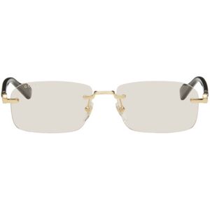 Gucci Gold & Black Rectangular Sunglasses  - GOLD-BLACK-YELLOW - Size: UNI - male