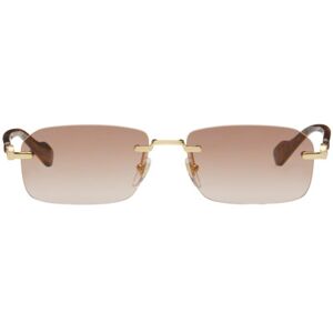 Gucci Gold Rectangular Sunglasses  - GOLD-YELLOW-RED - Size: UNI - male