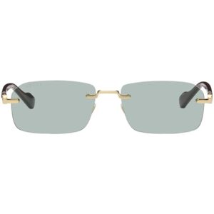 Gucci Gold Rectangular Sunglasses  - GOLD-BURGUNDY-GREEN - Size: UNI - male