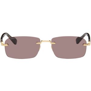 Gucci Gold & Tortoiseshell Rectangular Sunglasses  - GOLD-HAVANA-BROWN - Size: UNI - male