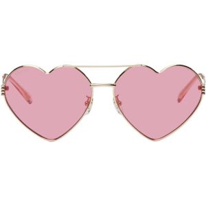 Gucci Gold Heart Sunglasses  - GOLD-GOLD-RED - Size: UNI - male