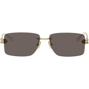 Bottega Veneta Gold Rectangular Sunglasses  - GOLD-GOLD-GREY - Size: UNI - male