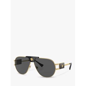 Versace VE2252 Men's Aviator Sunglasses, Gold/Brown - Gold/Grey - Male