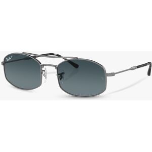 Ray-Ban RB37190 Unisex Polarised Oval Sunglasses, Gunmetal/Blue Gradient - Gunmetal/Blue Gradient - Male