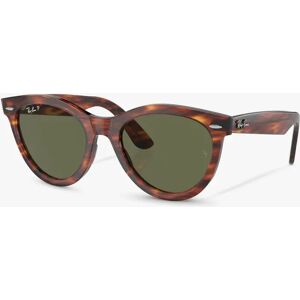 Ray-Ban RB2241 Unisex Polarised Oval Sunglasses, Striped Havana/Green - Striped Havana/Green - Male