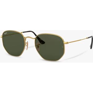 Ray-Ban RB3548 Hexagonal Flat Lens Sunglasses - Gold/Dark Green - Male