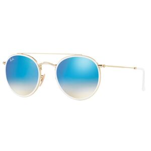 Ray-Ban RB3647N Unisex Double Bridge Oval Sunglasses - Gold/Mirror Blue - Male