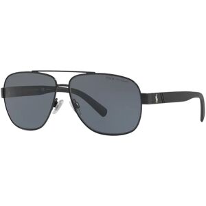 Polo Ralph Lauren PH3110 Men's Polarised Aviator Sunglasses, Black/Grey - Black/Grey - Male