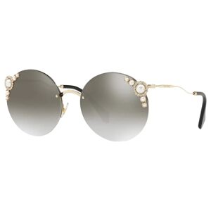 Miu Miu MU 52TS Women's Embellished Round Sunglasses, Gold/Mirror Grey - Gold/Mirror Grey - Female