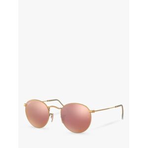 Ray-Ban RB3447 Men's Round Flash Sunglasses, Gold/Mirror Pink - Gold/Mirror Pink - Male