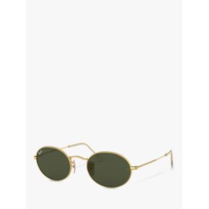 Ray-Ban RB3547 Women's Oval Flat Lens Sunglasses, Gold/Green - Gold/Green - Female