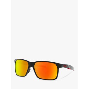Oakley OO9460 Men's Portal X Prizm Polarised Square Sunglasses - Polished Black/Mirror Orange - Male