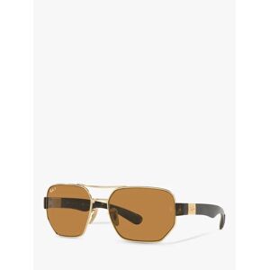 Ray-Ban RB3672 Unisex Polarised Tortoiseshell Irregular Steel Frame Sunglasses, Arista Gold/Brown - Arista Gold/Brown - Male