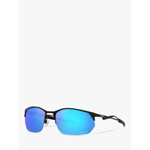 Oakley OO4145 Men's Wire Tap 2.0 Prizm Rectangular Sunglasses, Satin Black/Mirror Blue - Satin Black/Mirror Blue - Male