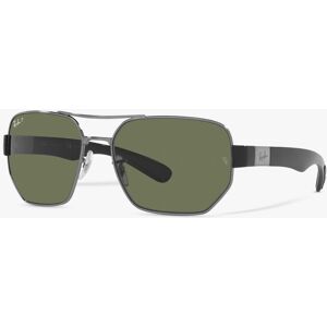 Ray-Ban RB3672 Unisex Polarised Irregular Steel Frame Sunglasses, Gunmetal/Classic Green - Gunmetal/Classic Green - Male