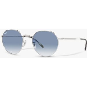 Ray-Ban RB3565 Jack Unisex Metal Hexagonal Sunglasses - Silver/Light Blue Gradient - Male