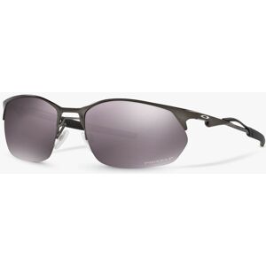 Oakley OO4145 Men's Wire Tap 2.0 Polarised Prizm Rectangular Sunglasses, Pewter/Mirror Grey - Pewter/Mirror Grey - Male