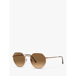 Ray-Ban RB3565 Jack Unisex Polarised Metal Hexagonal Sunglasses, Medium Copper/Brown Gradient - Medium Copper/Brown Gradient - Female
