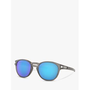 Oakley OO9265 Men's Latch Prizm Polarised Oval Sunglasses, Matte Grey Ink/Mirror Blue - Matte Grey Ink/Mirror Blue - Male