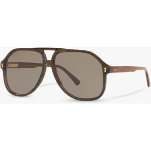 Gucci GG1042S Men's Aviator Sunglasses, Blue Brown/Grey - Blue Brown/Grey - Male