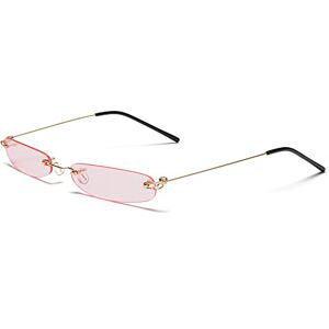 Gsauu 2024 New Small Sunglasses For Women Fashion Men Rimless Sun Glasses Female UV400(Color:Pink)