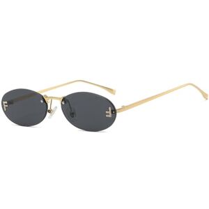 Mutyne Rimless Oval Sunglasses Women Cat Eye Letter Punk Sun Glasses Men Shades Driving Eyewear Glasses Female Uv400,Gold Gray,One Size