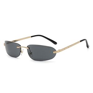 Penkee Hip Hop Sun Glasses Men Vintage Eyewear Silver Mirror Uv400 Rimless Oval Sunglasses For Women Alloy
