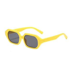 Generisch Unisex Rectangular Sunglasses Lightweight Retro Square Frame Polarised Sunglasses 90'S For Women Men Classic Vintage Glasses Fashion Sunglasses Outdoor For Travel Glasses For Women, Yellow, One Size