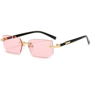 YDRABFLE Women'S Sunglasses Rimless Rectangle Sunglasses Men Women Shades Small Square Sun Glasses For Female Summer Outdoor-Pink