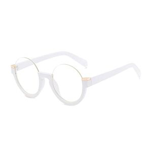 Agrieve Fashion Semi-Rimless Round Women Gradient Sunglasses Retro Clear Lens Glasses Frame Shades Uv400,White Clear,One Size
