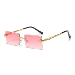 Tyuvivo Vintage Fashion Frameless Sunglasses For Women Metal Rimless Sunglasses Men Rectangle Gradient Shades Uv400,One Size,C02 Transparent