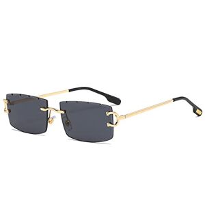 Generic Metal Retro Women Sun Glasses Vintage Eyewear Outdoor Uv400 Small Rectangular Rimless Sunglasses Men