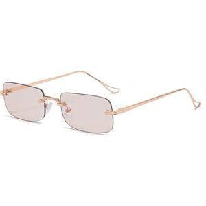 Hches Small Rimless Square Sunglasses Women Men Travel Driving Metal Vintage Sun Glasses Uv400,3,One Size