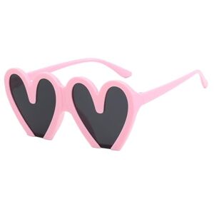 Generisch Heart Glasses Party Glasses Sunglasses For Women Men Heart Sunglasses Polarised With Large Frame Heart Shaped Glasses Hippie Glasses Eyewear Large Unisex Sunglasses Large Ski Glasses Display, Pink,
