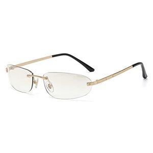 Penkee Hip Hop Sun Glasses Men Vintage Eyewear Silver Mirror Uv400 Rimless Oval Sunglasses For Women Alloy