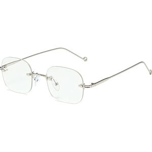 Gsauu Rimless Square Sunglasses For Women Luxury Sun Glasses Men Glasses UV400 Eyeglasses Shades(Color:Silver)