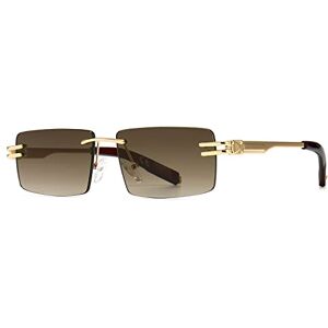 Sheen Kelly Retro Rimless Sunglasses For Men Women Rectangle Ultra-Small Frame Sunglasses See Through Lens Eyewear